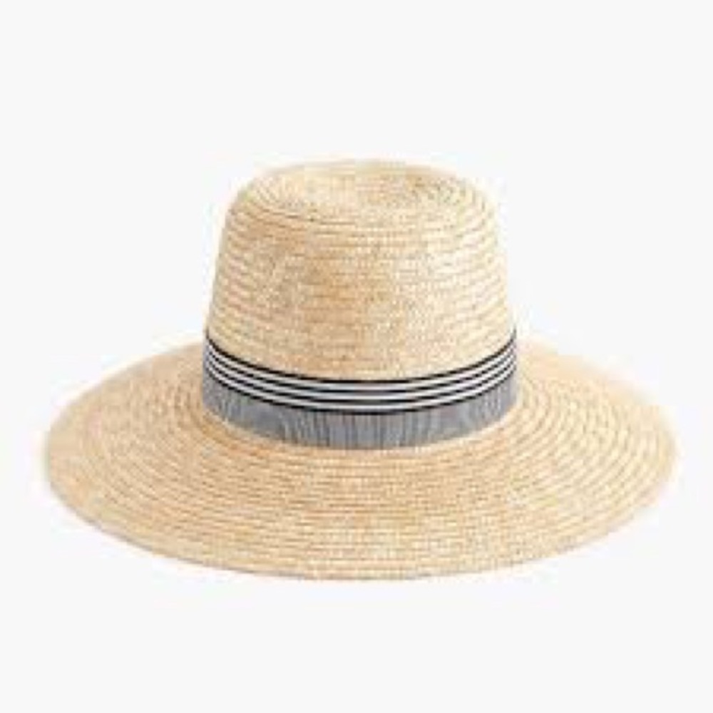 J.CREW STRAW HAT WITH GROSGRAIN RIBBON